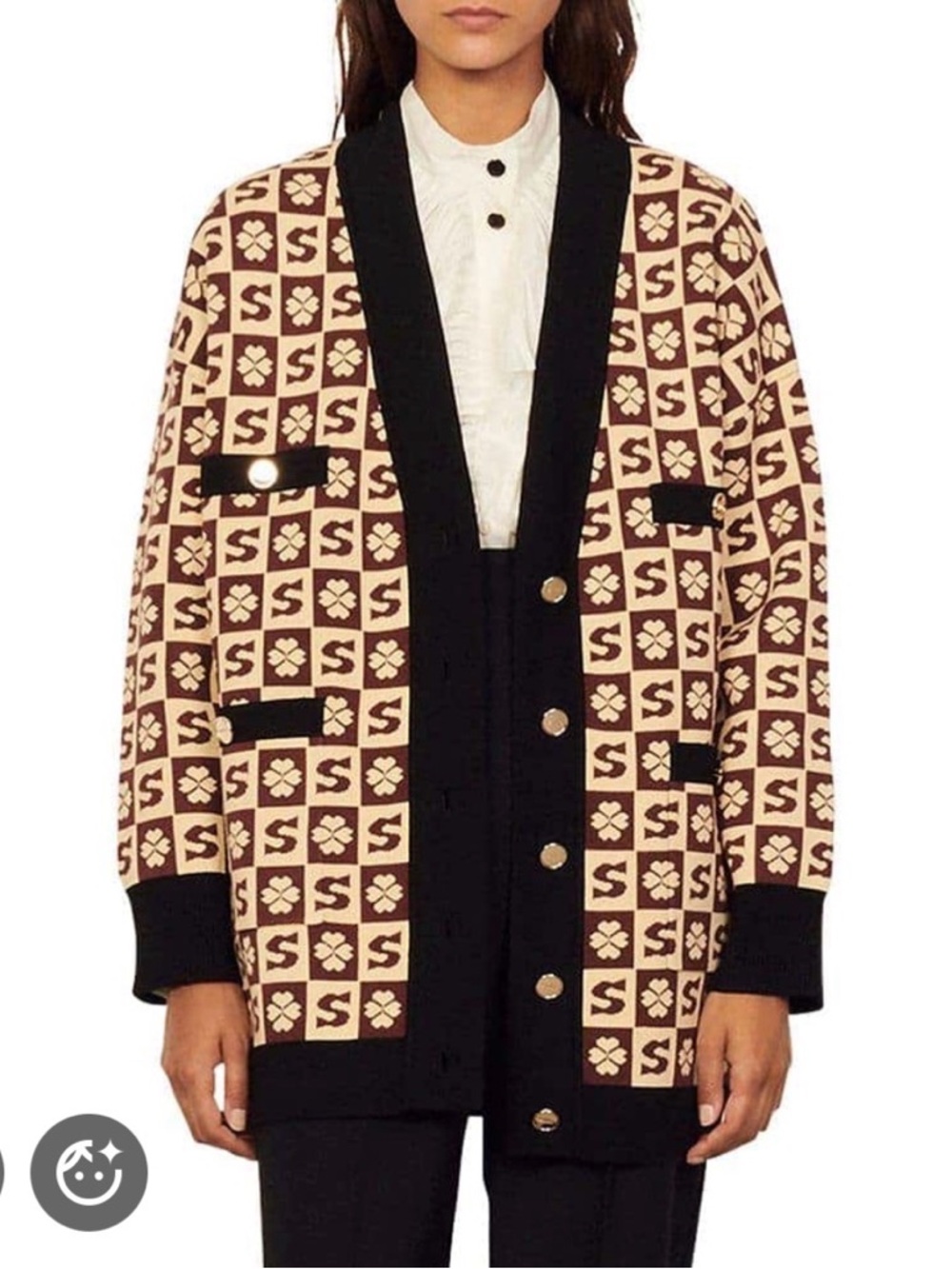 Sandro Monogram Long Cardigan